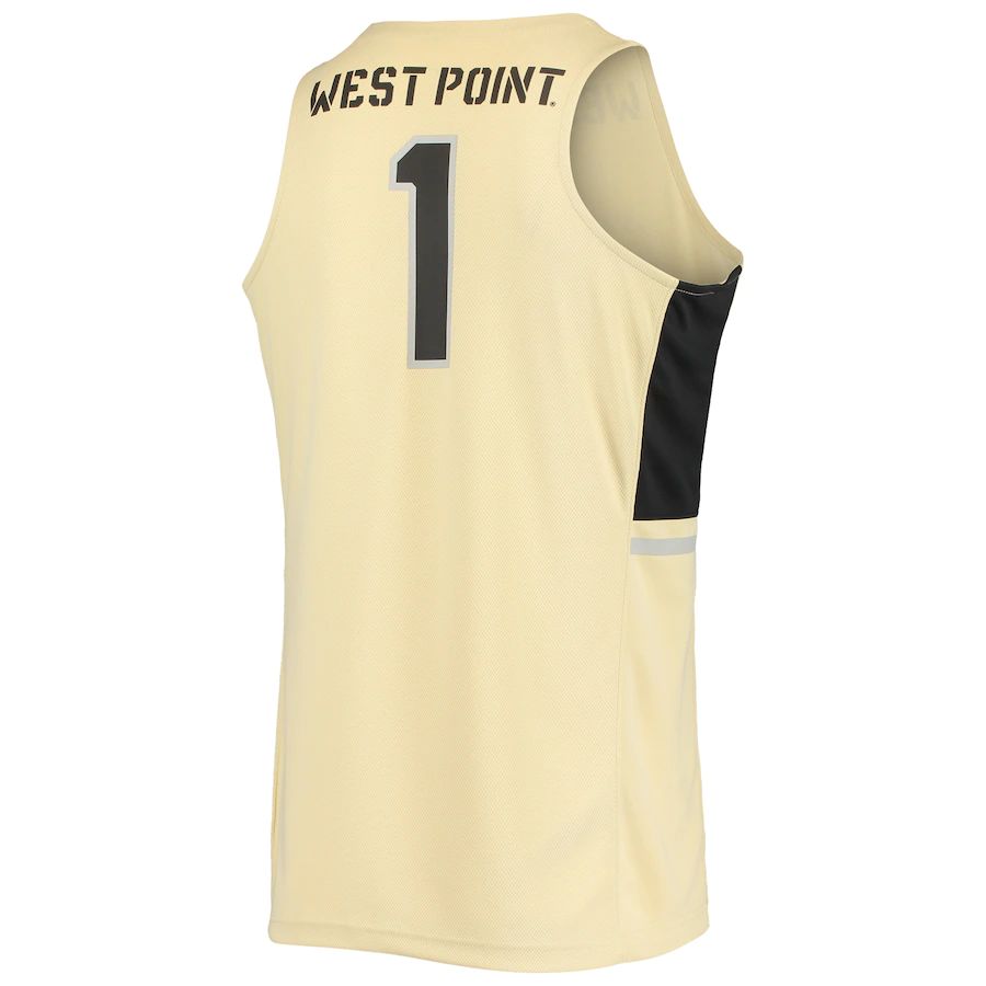 #1 A. Black Knights Replica Basketball Jersey Gold Stitched American College Jerseys