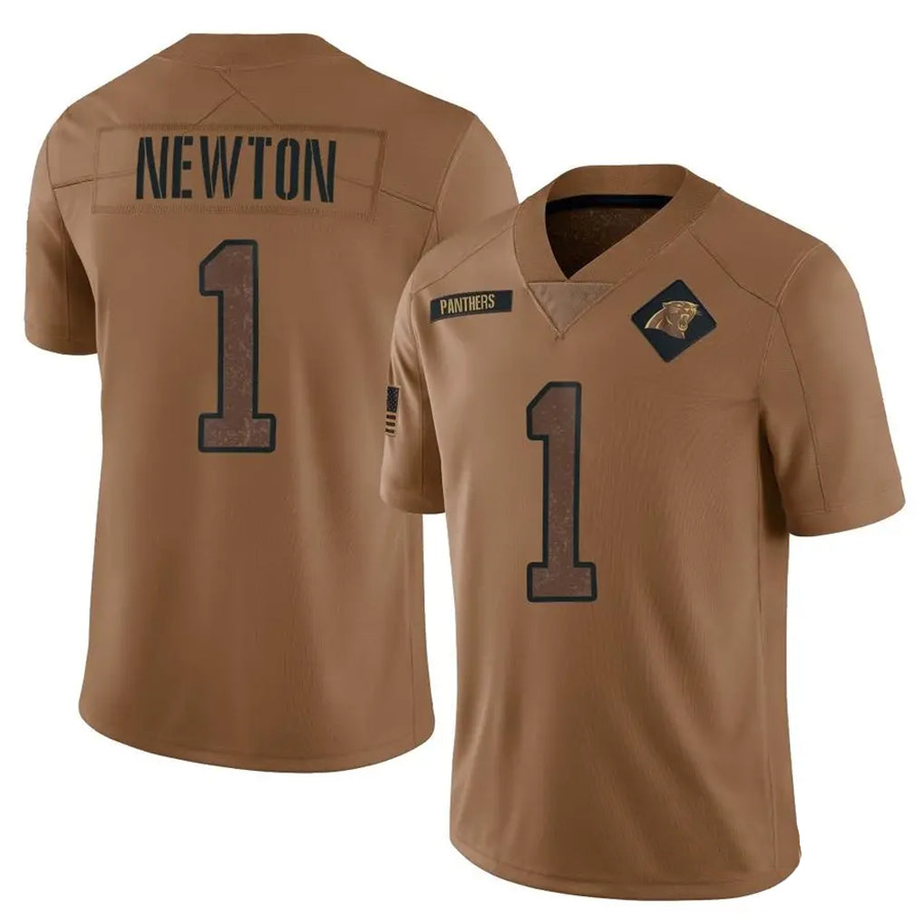 C.Panthers #1 Cam Newton Player Brown Salute To Service Limited Football Jerseys
