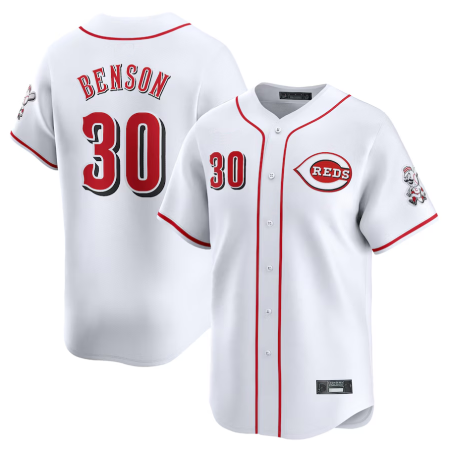 C.Reds #30 Will Benson Player White Home Limited Baseball Jerseys