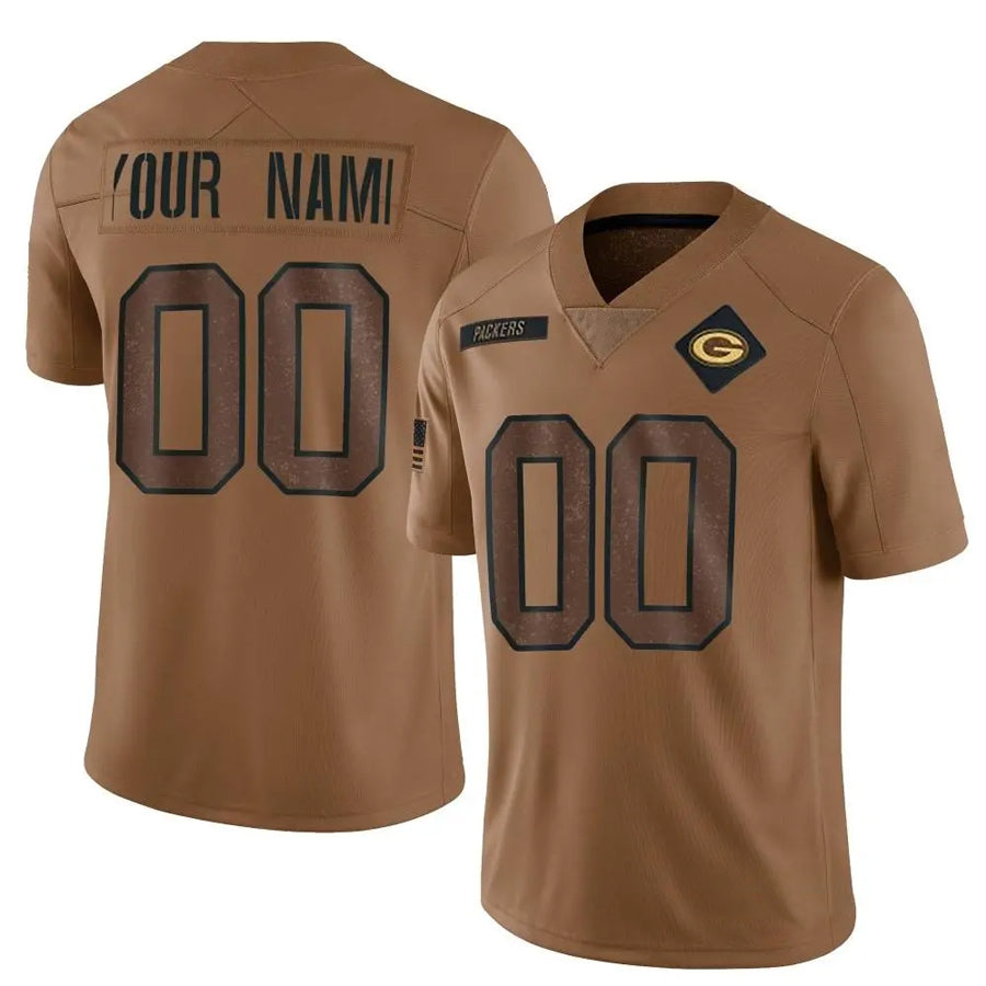 Custom GB.Packers Brown Salute To Service Limited Football Jerseys
